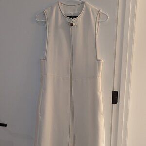 Zara White Vest Overcoat in White with Black Stitching